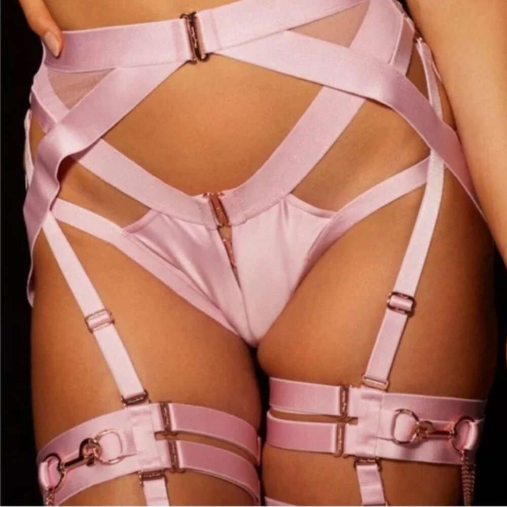 Honey Birdette Kukoro Suspender in blush Medium